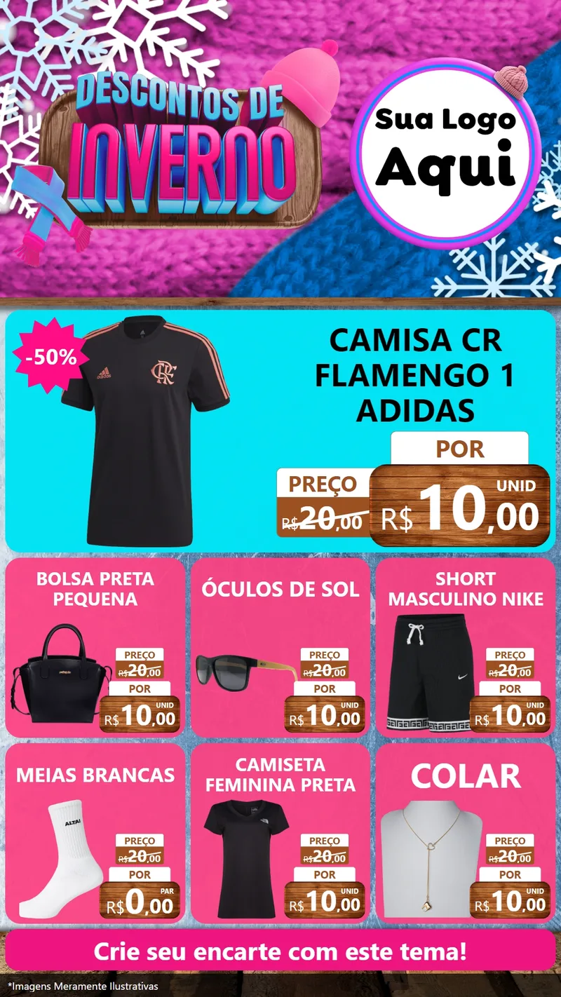 Modelo de Rede Social para Stories com o tema Descontos de Inverno para Roupas e acessórios