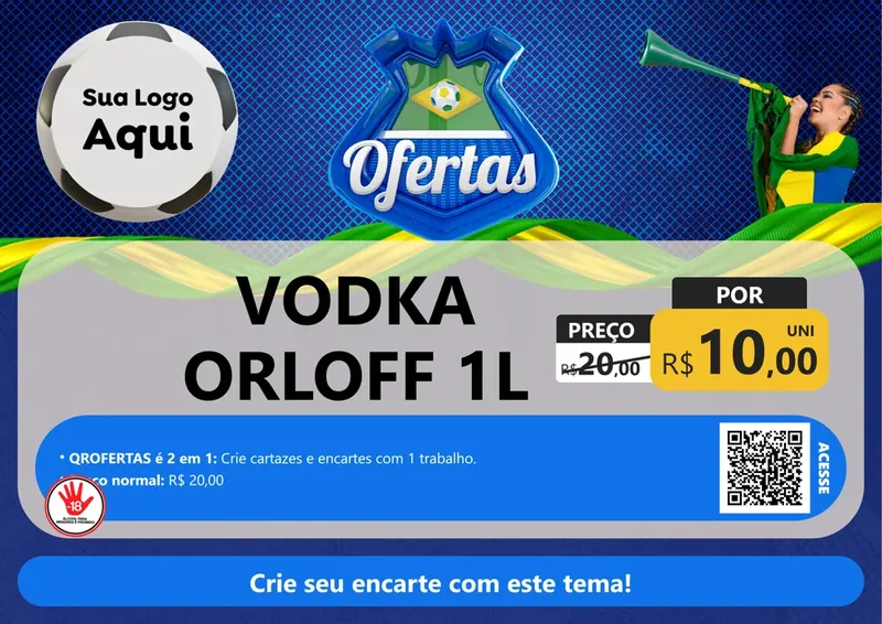 Modelo de Cartaz para Cartaz A4 Horizontal com o tema Ofertas (Futebol) para Distribuidora de bebidas
