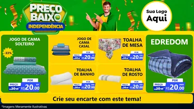Modelo de TV para TV Horizontal com o tema Preço Baixo de Independência para Cama, Mesa e Banho