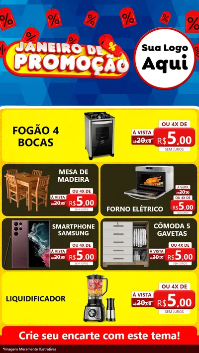Modelo de TV para TV Vertical com o tema Janeiro de Promoção para Móveis e Eletro
