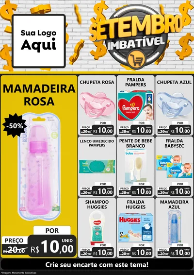 Modelo de Encarte para Encarte A4 Vertical com o tema Setembro Imbatível para Bebês