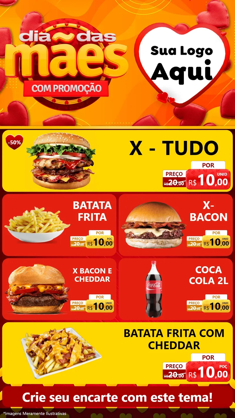 Modelo de TV para TV Vertical com o tema Dia das Mães com Promoção para Hamburgueria