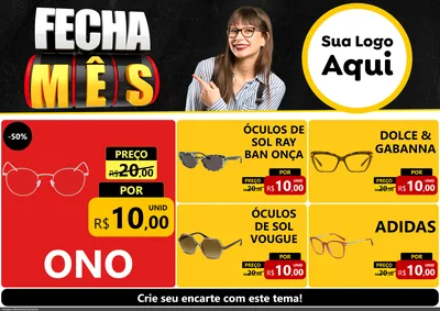 Modelo de Encarte para Encarte A4 Horizontal com o tema Fecha Mês para Óticas