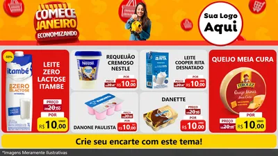 Modelo de TV para TV Horizontal com o tema Comece Janeiro Economizando para Frios e Laticínios