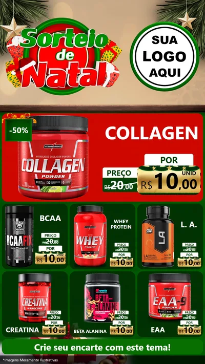 Modelo de Rede Social para Stories com o tema Sorteio de Natal para Suplementos alimentares