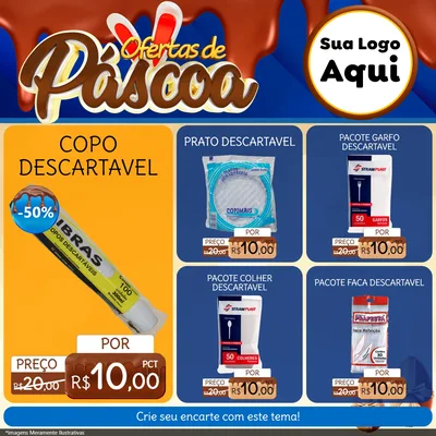 Modelo de Rede Social para Feed Facebook com o tema Ofertas de Páscoa para Embalagens