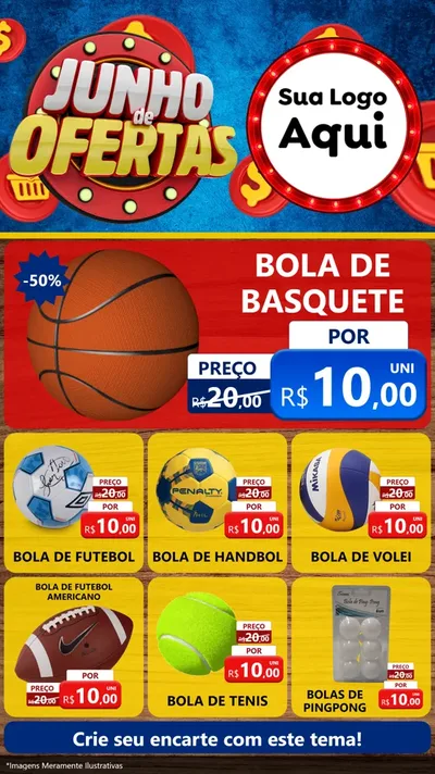 Modelo de Rede Social para Stories com o tema Junho de Ofertas para Artigos Esportivos