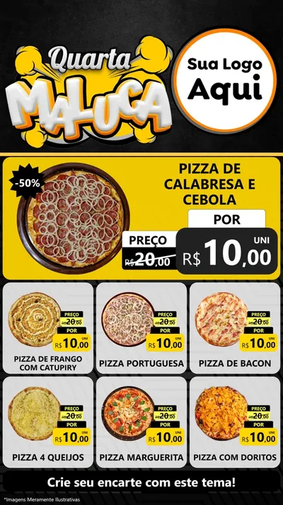Modelo de Rede Social para Stories com o tema Quarta Maluca para Pizzaria