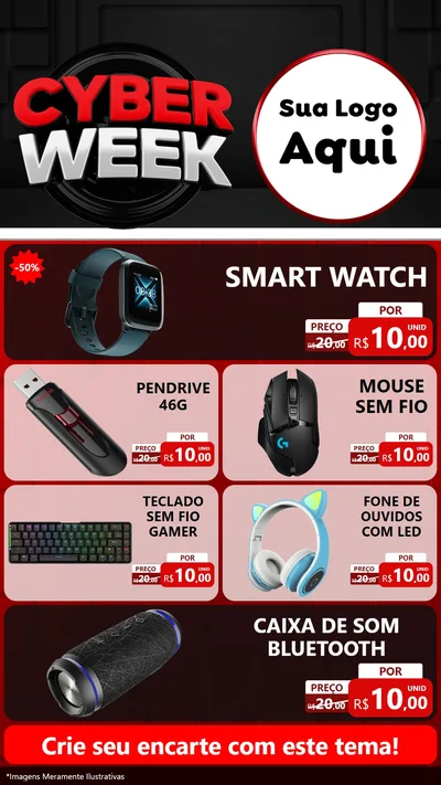 Modelo de TV para TV Vertical com o tema Cyber Week para Informática