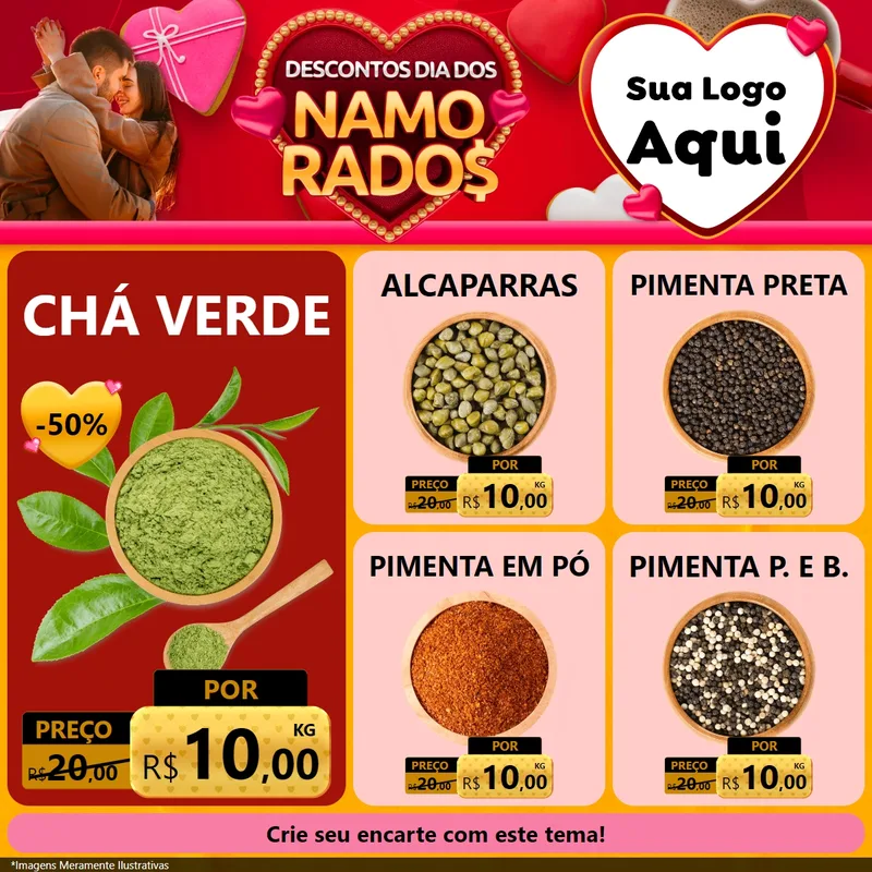 Modelo de Rede Social para Feed Facebook com o tema Descontos Dia dos Namorados para Produtos Naturais