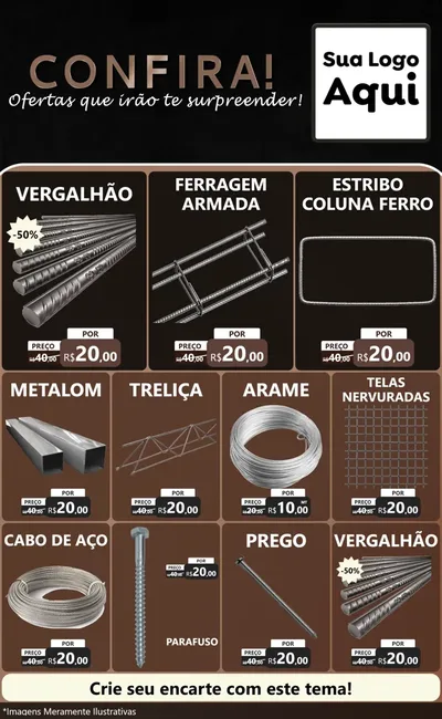 Modelo de Encarte para Encarte Grande com o tema Confira! Ofertas que irão te surpreender! para Ferragens