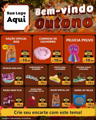 Modelo de Rede Social para Feed Instagram com o tema Bem-vindo Outono para Pet Shop