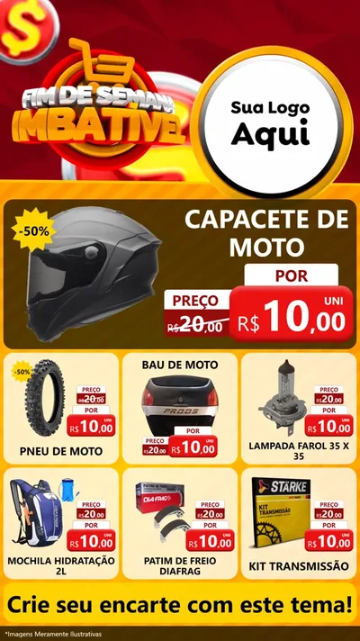 Modelo de Rede Social para Stories com o tema Fim de Semana Imbatível para Moto peças