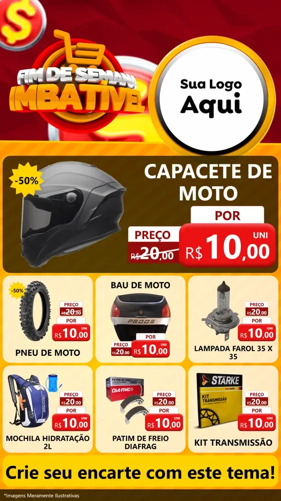 Modelo de Rede Social para Stories com o tema Fim de Semana Imbatível para Moto peças