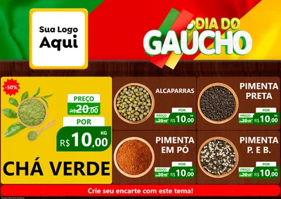 Modelo de Encarte para Encarte A4 Horizontal com o tema Dia do Gaúcho para Produtos Naturais