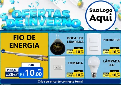 Modelo de Encarte para Encarte A4 Horizontal com o tema Ofertas de Inverno para Materiais Elétricos