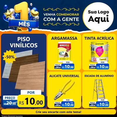 Modelo de Rede Social para Feed Facebook com o tema Um Mês de Aniversário para Material para Construção