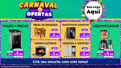 Modelo de TV para TV Horizontal com o tema Carnaval de Ofertas para Móveis e Eletro