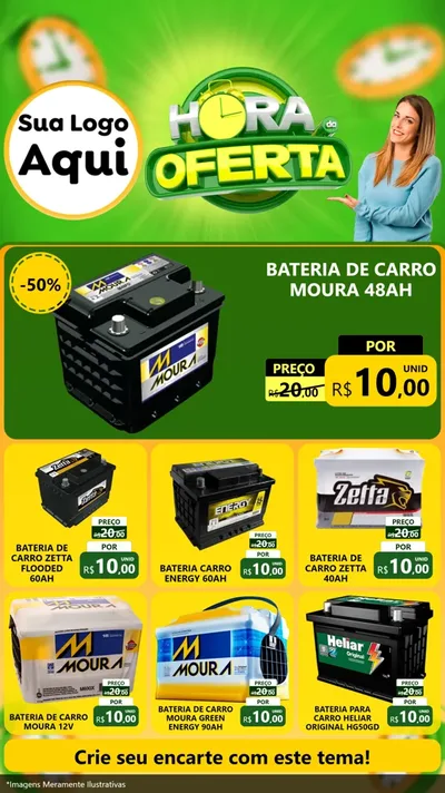 Modelo de Rede Social para Stories com o tema Hora da Oferta para Baterias Elétricas