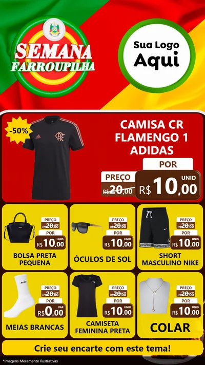 Modelo de Rede Social para Stories com o tema Semana Farroupilha para Roupas e acessórios