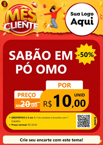 Modelo de Cartaz para Cartaz A4 Vertical com o tema Mês do Cliente para Produtos de Limpeza