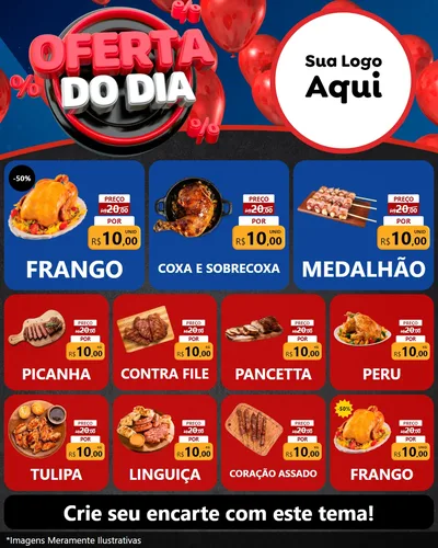 Modelo de Rede Social para Feed Instagram com o tema Oferta do Dia para Assados