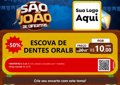 Modelo de Cartaz para Cartaz A4 Horizontal com o tema São João Ofertas Imbatíveis! - Junina para Higiene Pessoal