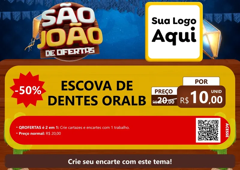 Modelo de Cartaz para Cartaz A4 Horizontal com o tema São João Ofertas Imbatíveis! - Junina para Higiene Pessoal