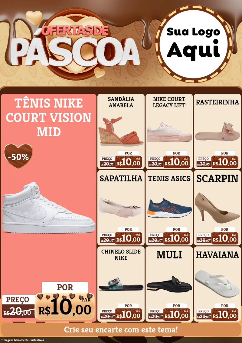 Modelo de Encarte para Encarte A4 Vertical com o tema Ofertas de Páscoa para Calçados
