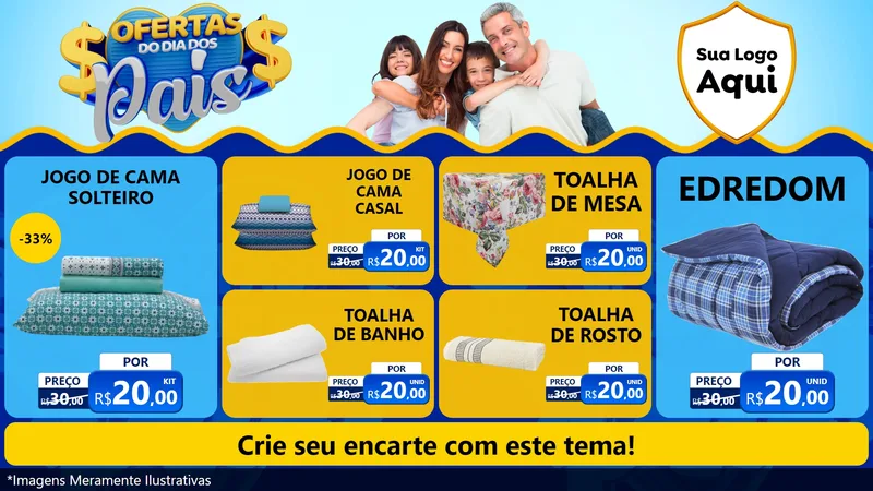 Modelo de TV para TV Horizontal com o tema Ofertas do Dia dos Pais para Cama, Mesa e Banho