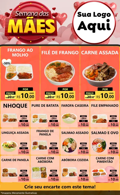 Modelo de Encarte para Encarte Grande com o tema Semana das Mães para Restaurante