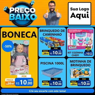 Modelo de Rede Social para Feed Facebook com o tema Preço Baixo para Brinquedos