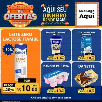 Modelo de Rede Social para Feed Facebook com o tema Sábado de Ofertas Imperdíveis para Frios e Laticínios