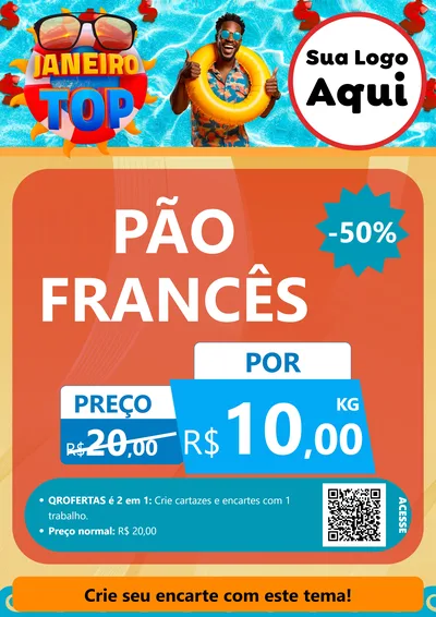 Modelo de Cartaz para Cartaz A4 Vertical com o tema Janeiro Top para Padaria