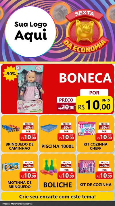 Modelo de Rede Social para Stories com o tema Sexta da Economia para Brinquedos