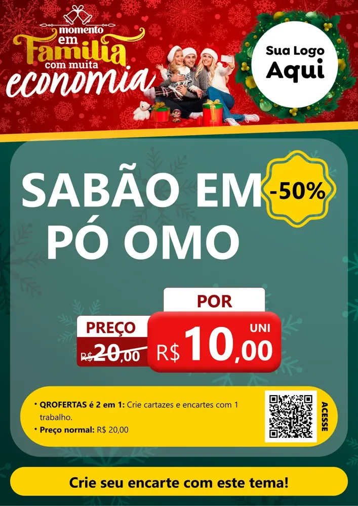 Modelo de Cartaz para Cartaz A4 Vertical com o tema Momento em Família (Natal) para Produtos de Limpeza
