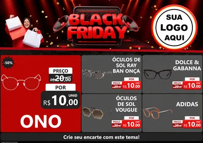 Modelo de Encarte para Encarte A4 Horizontal com o tema Black Friday para Óticas