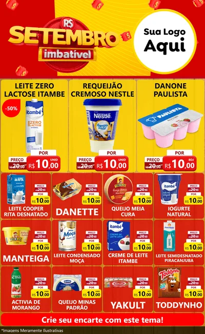 Modelo de Encarte para Encarte Grande com o tema Setembro Imbatível para Frios e Laticínios