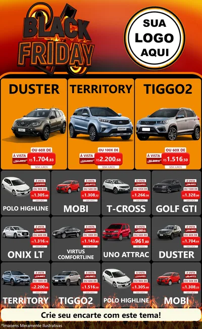 Modelo de Encarte para Encarte Grande com o tema Black Friday para Concessionaria de Carros