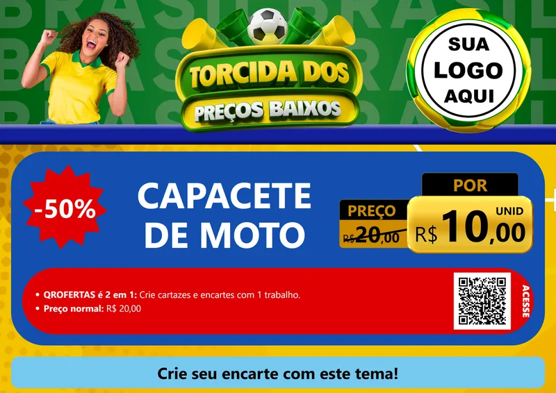Modelo de Cartaz para Cartaz A4 Horizontal com o tema Torcida dos Preços Baixos para Moto peças