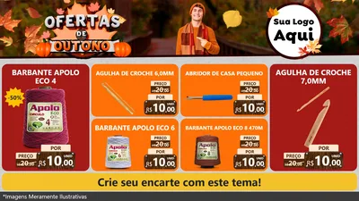 Modelo de TV para TV Horizontal com o tema Ofertas de Outono para Armarinho e Aviamentos