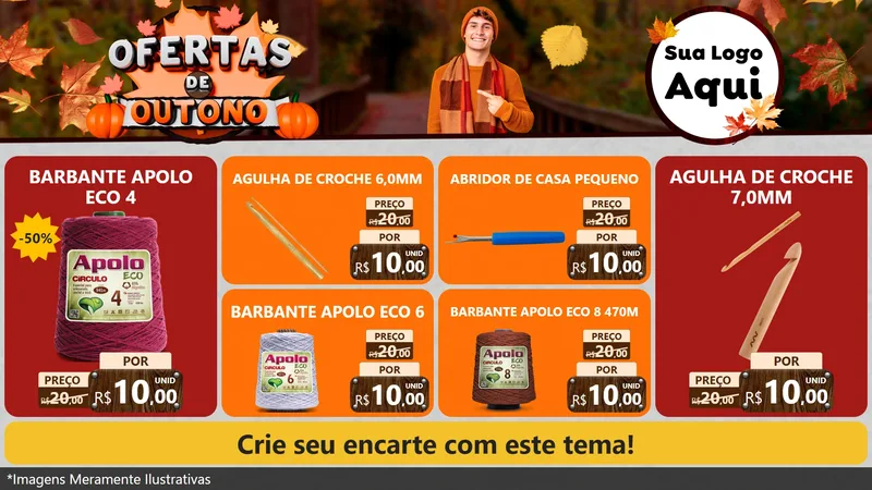 Modelo de TV para TV Horizontal com o tema Ofertas de Outono para Armarinho e Aviamentos