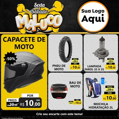 Modelo de Rede Social para Feed Facebook com o tema Sexta e Sábado Maluco para Moto peças