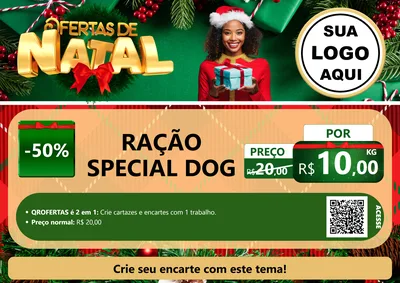 Modelo de Cartaz para Cartaz A4 Horizontal com o tema Ofertas de Natal para Pet Shop