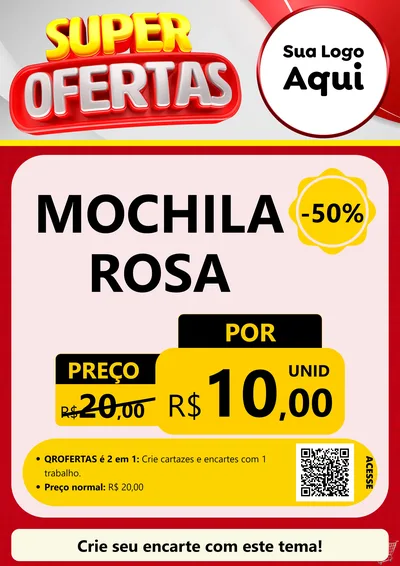 Modelo de Cartaz para Cartaz A4 Vertical com o tema Super Ofertas para Papelaria