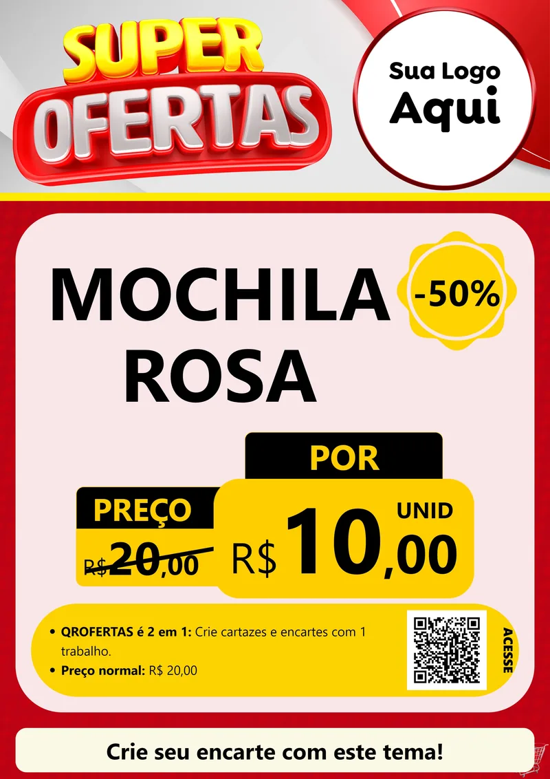 Modelo de Cartaz para Cartaz A4 Vertical com o tema Super Ofertas para Papelaria