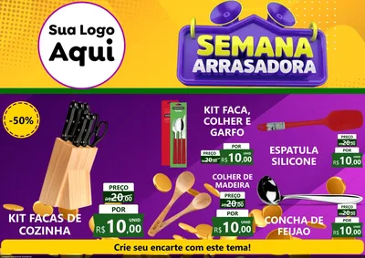 Modelo de Encarte para Encarte A4 Horizontal com o tema Semana Arrasadora para Utilidades Domésticas