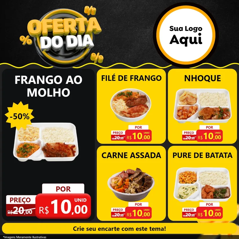 Modelo de Rede Social para Feed Facebook com o tema Oferta Do Dia para Restaurante