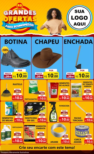 Modelo de Encarte para Encarte Grande com o tema Grandes Ofertas Para Economizar! para Agropecuária