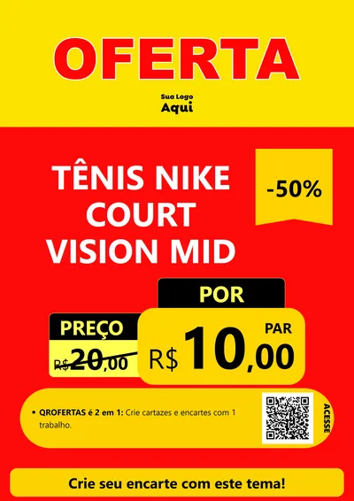 Modelo de Cartaz para Cartaz A4 Vertical com o tema OFERTA - Vermelho Cartaz para Calçados